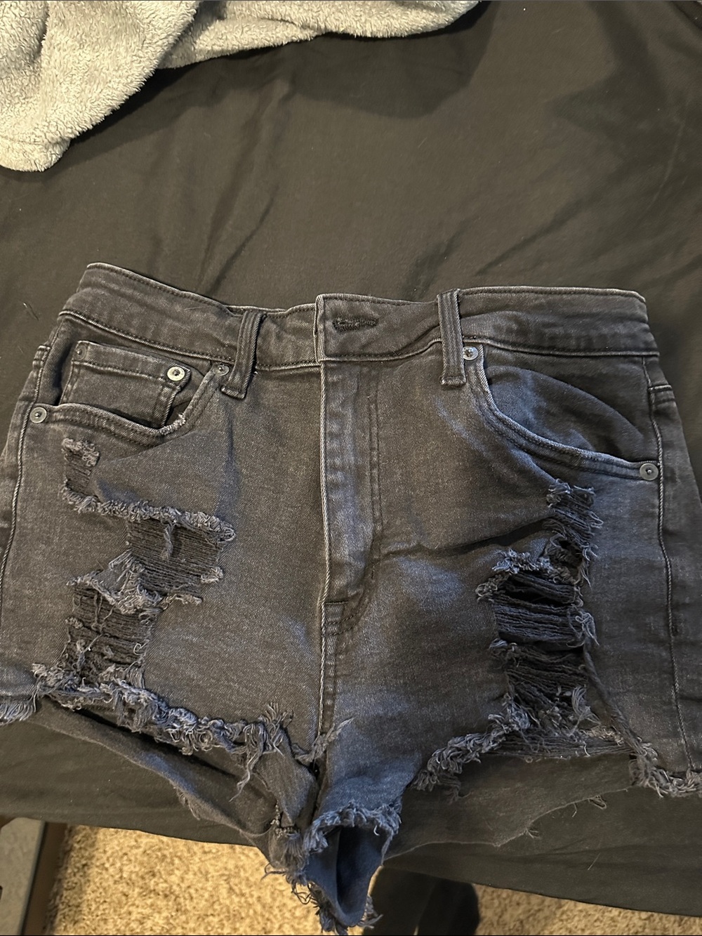 Aeropostale Distressed Black Denim Jean Shorts